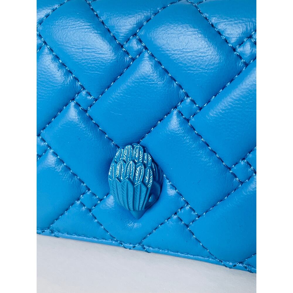 Kurt Geiger Blue Leather Small Flap Wallet Crossbody Chunky Chain Bag - Picture 6 of 13